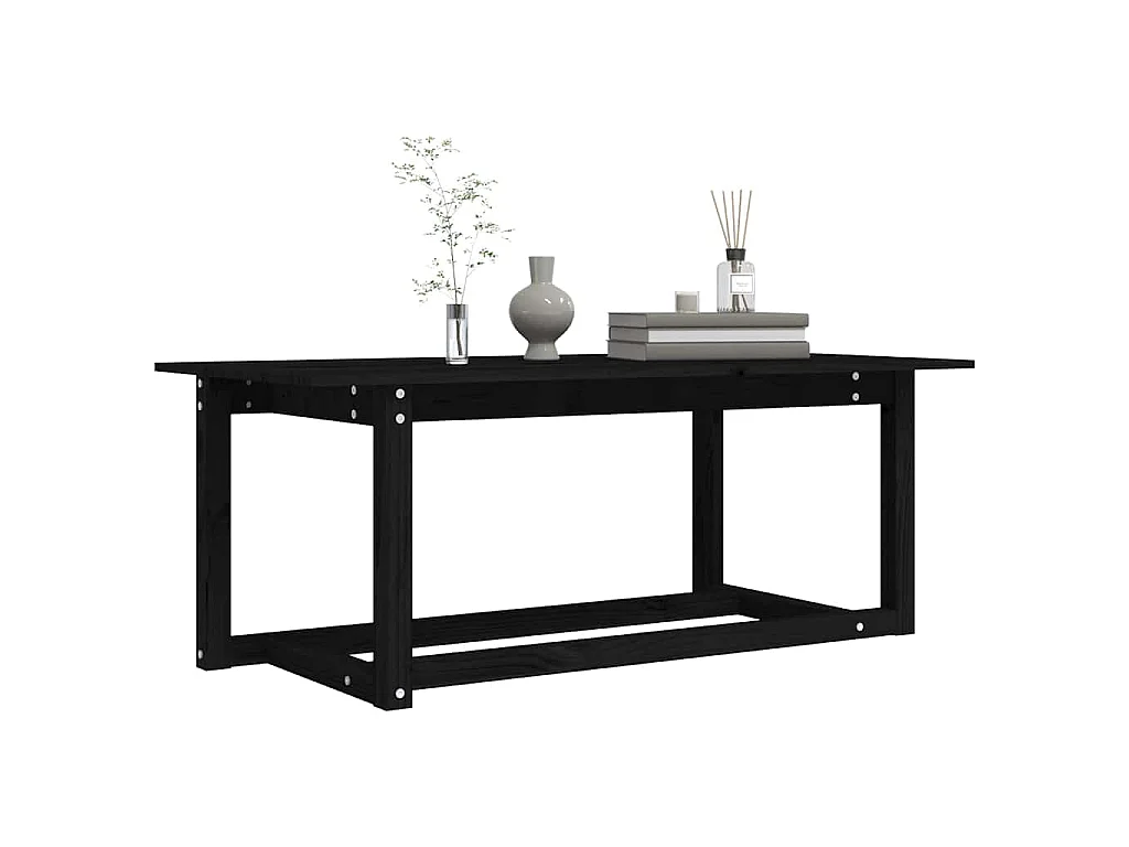 Table basse Noir 110x55x45 cm Bois massif de pin