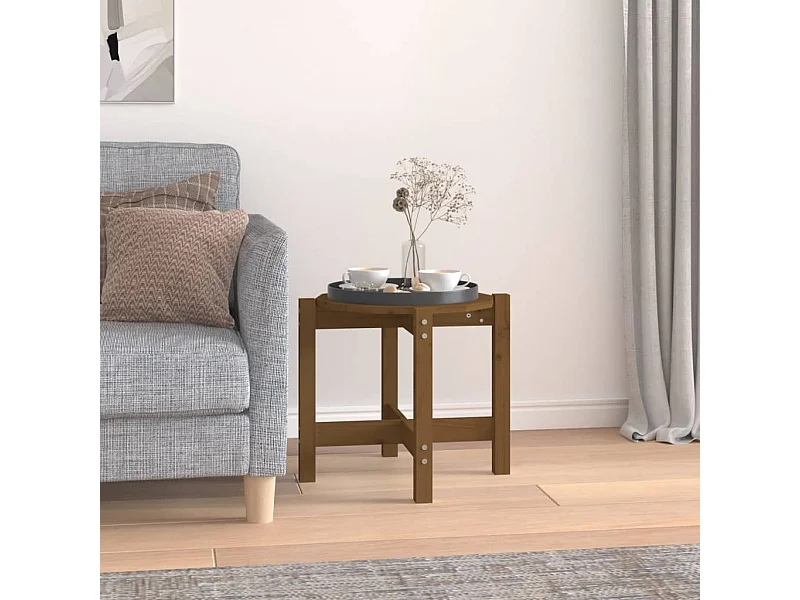 Table basse Marron miel Ø 52,5x45 cm Bois massif de pin