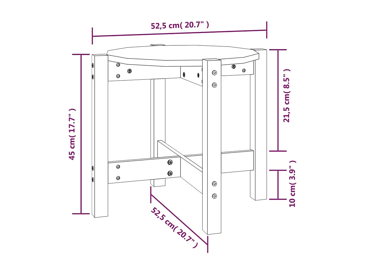 Tavolino da Salotto Ambra Ø 52,5x45cm in Legno Massello di Pino