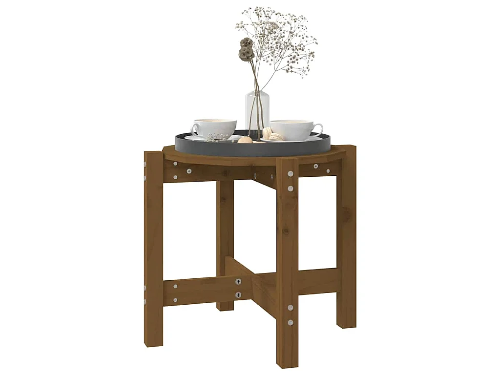 Table basse Marron miel Ø 52,5x45 cm Bois massif de pin