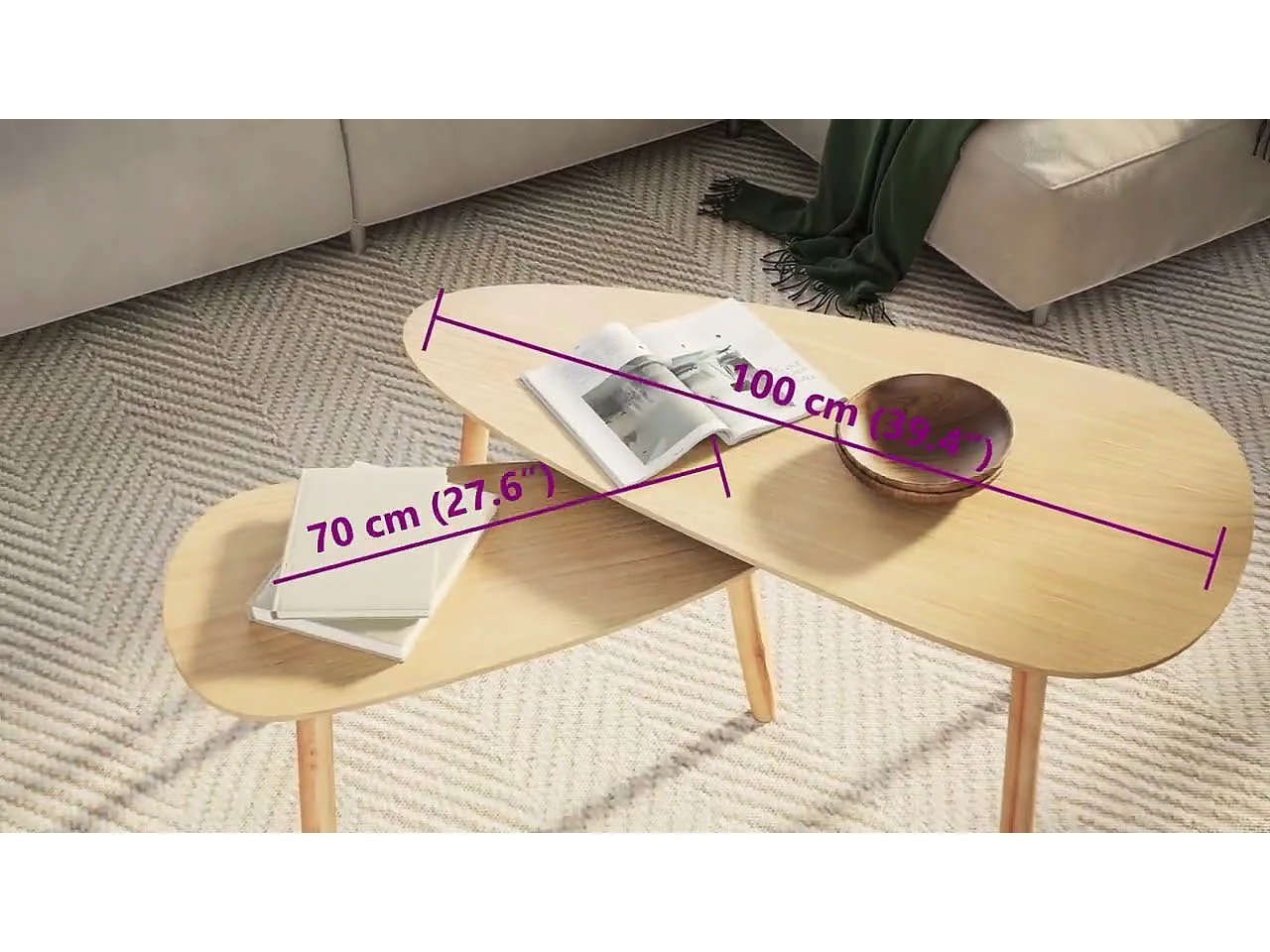 Ensemble de tables basses 2 pcs Bois de pin massif Marron