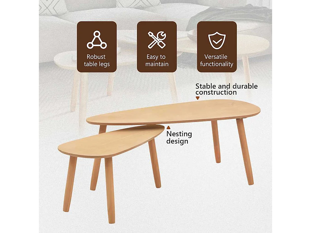 Ensemble de tables basses 2 pcs Bois de pin massif Marron