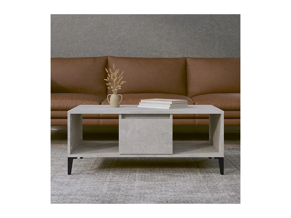 Table basse Gris béton 90x50x36,5 cm Bois d'ingénierie
