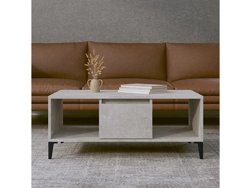 Table basse Gris béton 90x50x36,5 cm Bois d'ingénierie