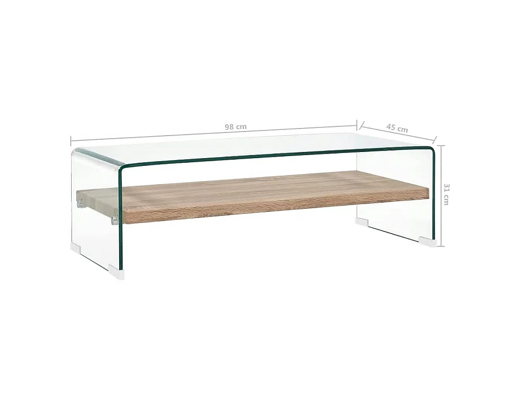 Table basse Clair 98x45x31 cm Verre trempé