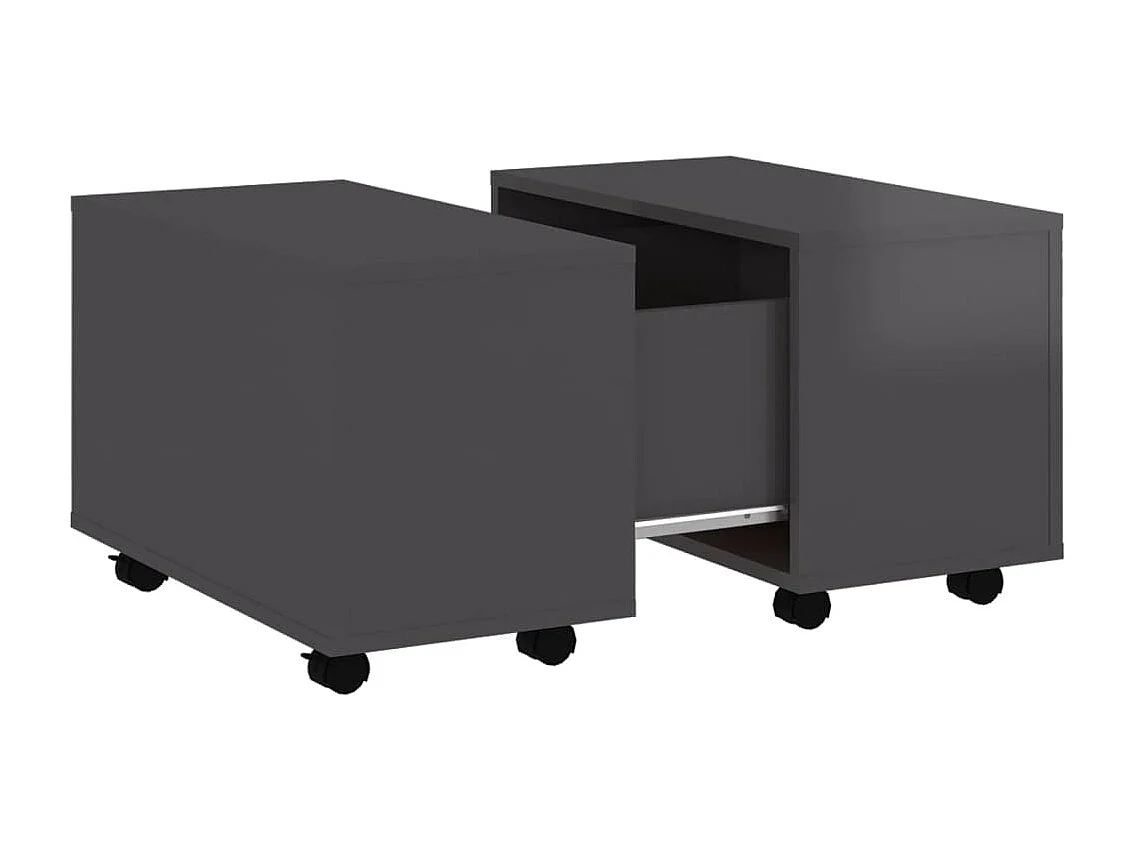 Mesa de centro madera contrachapada gris brillante 60x60x38 cm