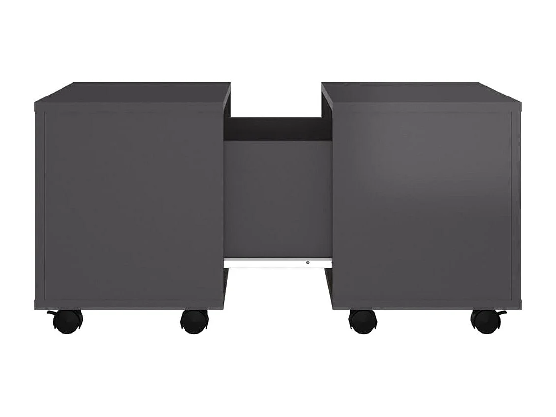 Mesa de centro madera contrachapada gris brillante 60x60x38 cm