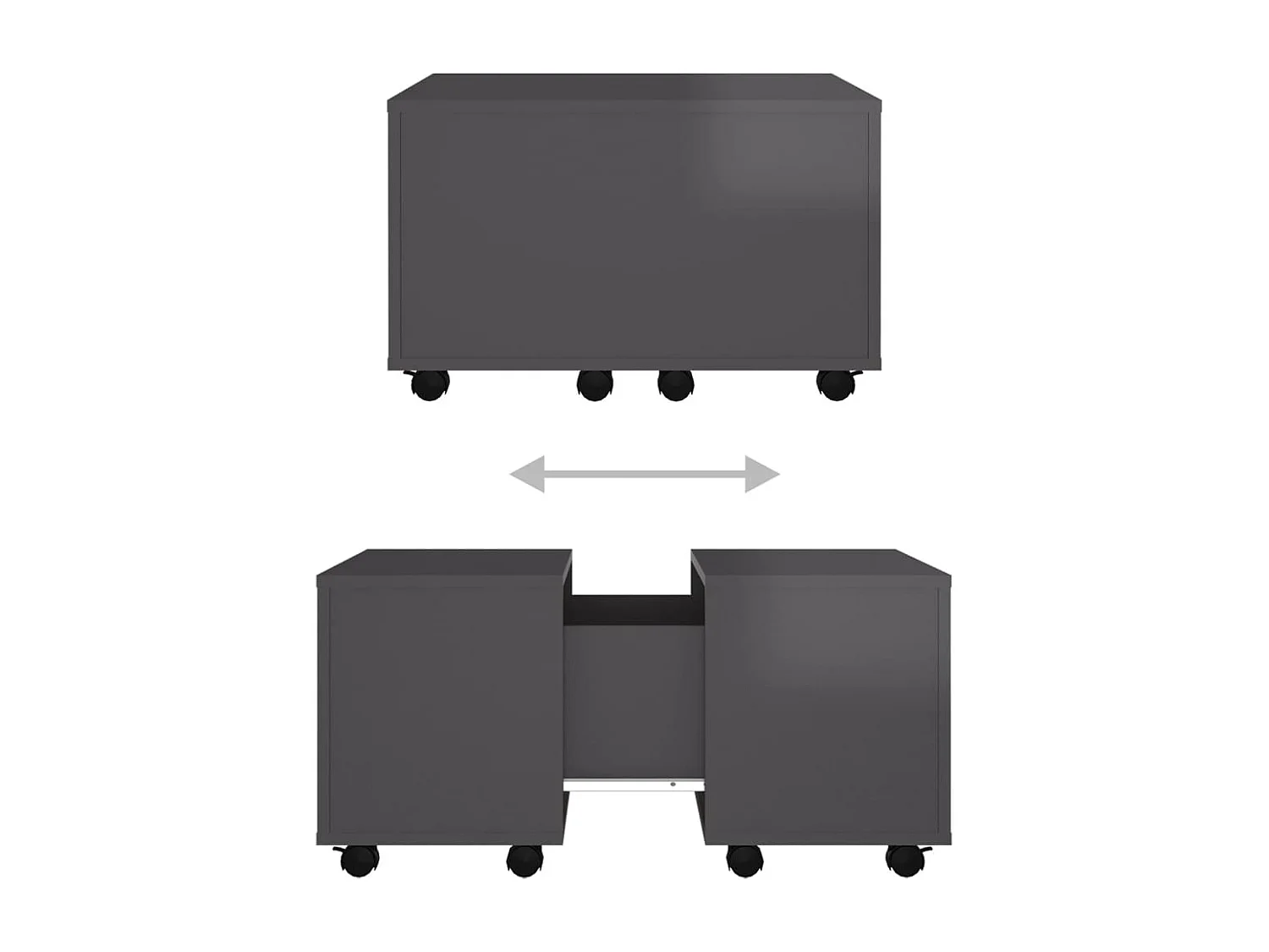 Mesa de centro madera contrachapada gris brillante 60x60x38 cm