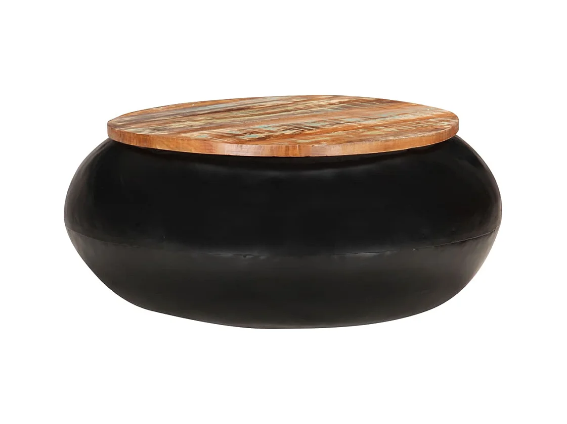 Table basse Noir 68x68x30 cm Bois de récupération solide
