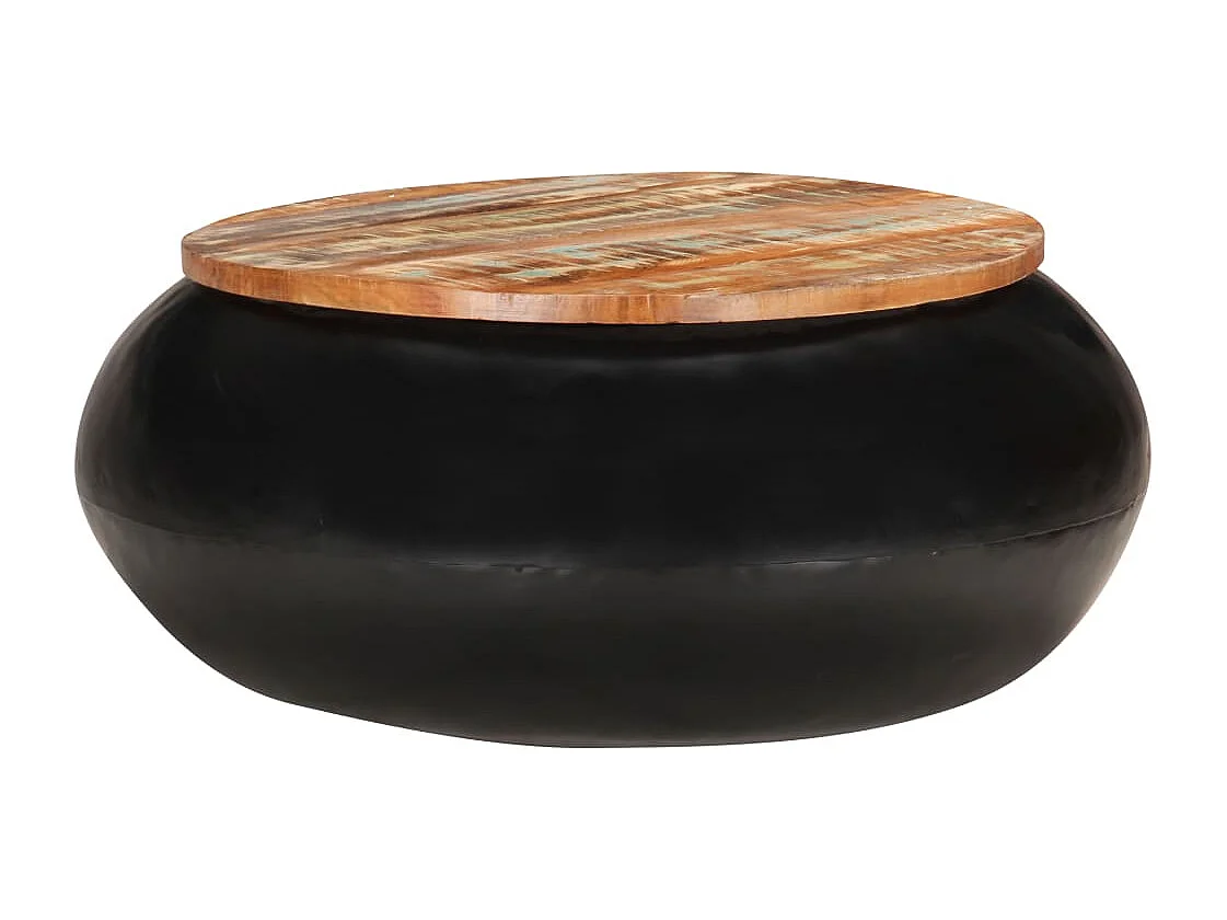 Salontafel 68x68x30 cm massief gerecycled hout zwart