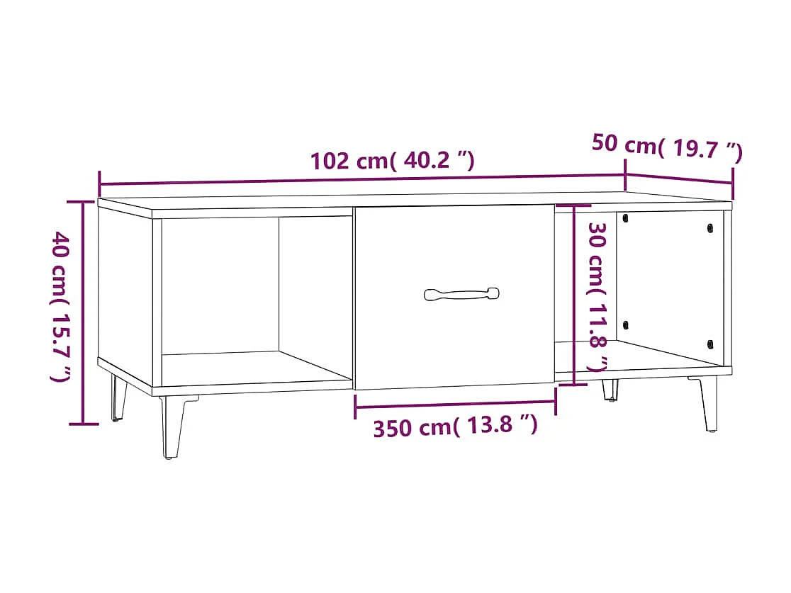 Couchtisch Grau Sonoma 102x50x40 cm Holzwerkstoff