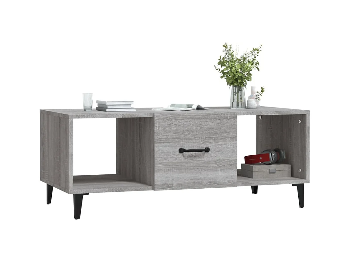 Table basse sonoma gris 102x50x40 cm bois d'ingénierie