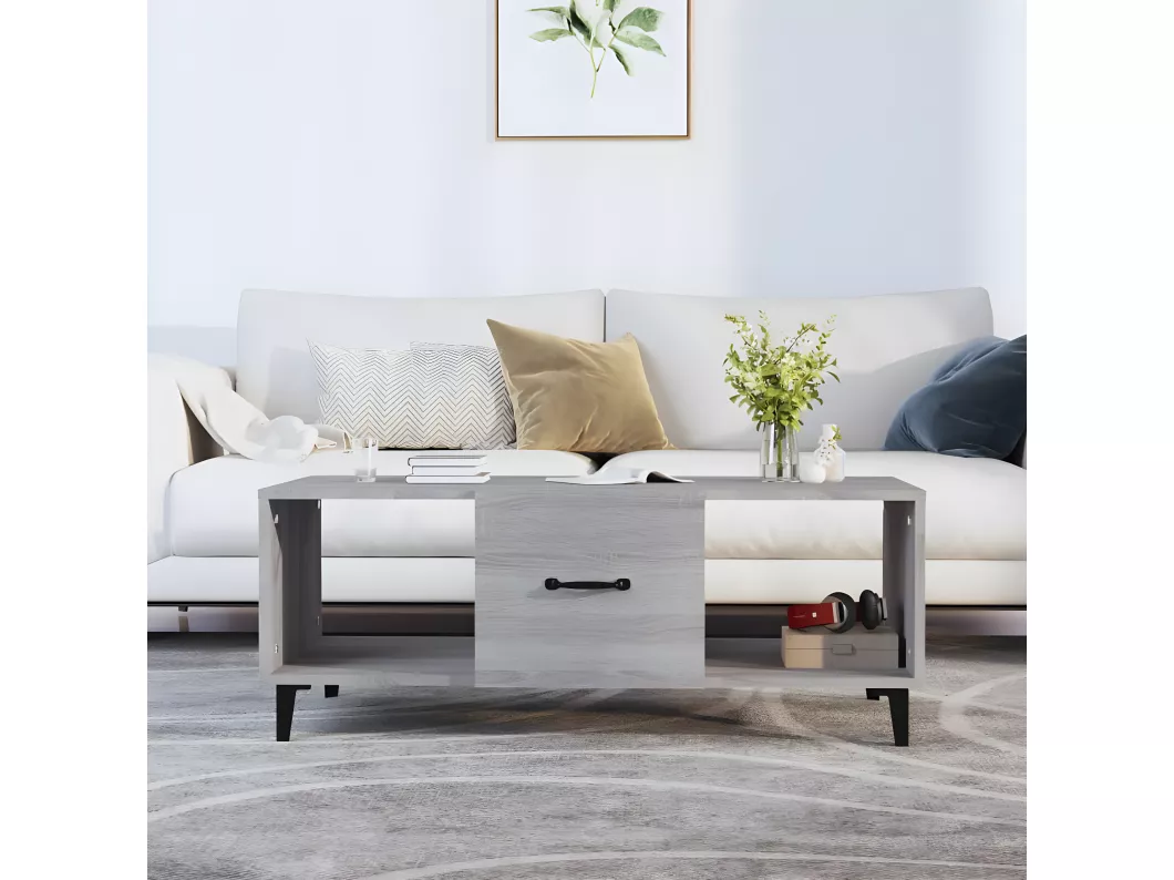 Kauf Unique Couchtisch Grau Sonoma 102x50x40 cm Holzwerkstoff