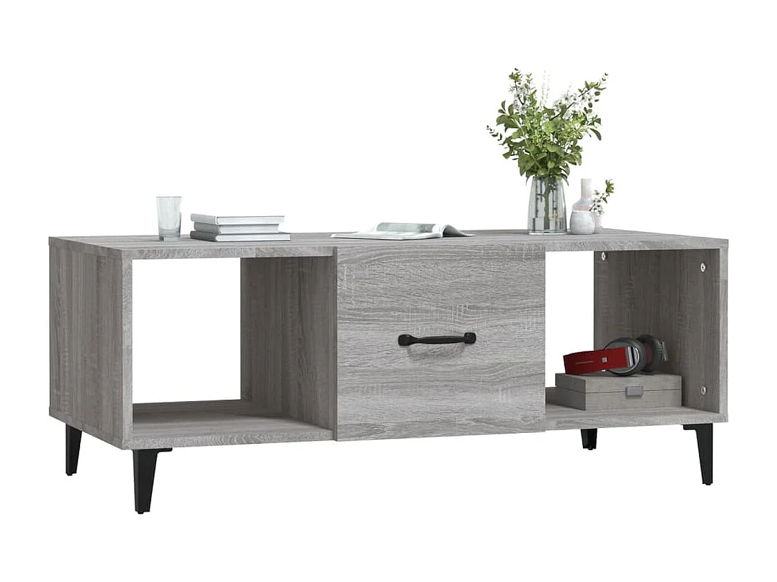 Table basse sonoma gris 102x50x40 cm bois d'ingénierie