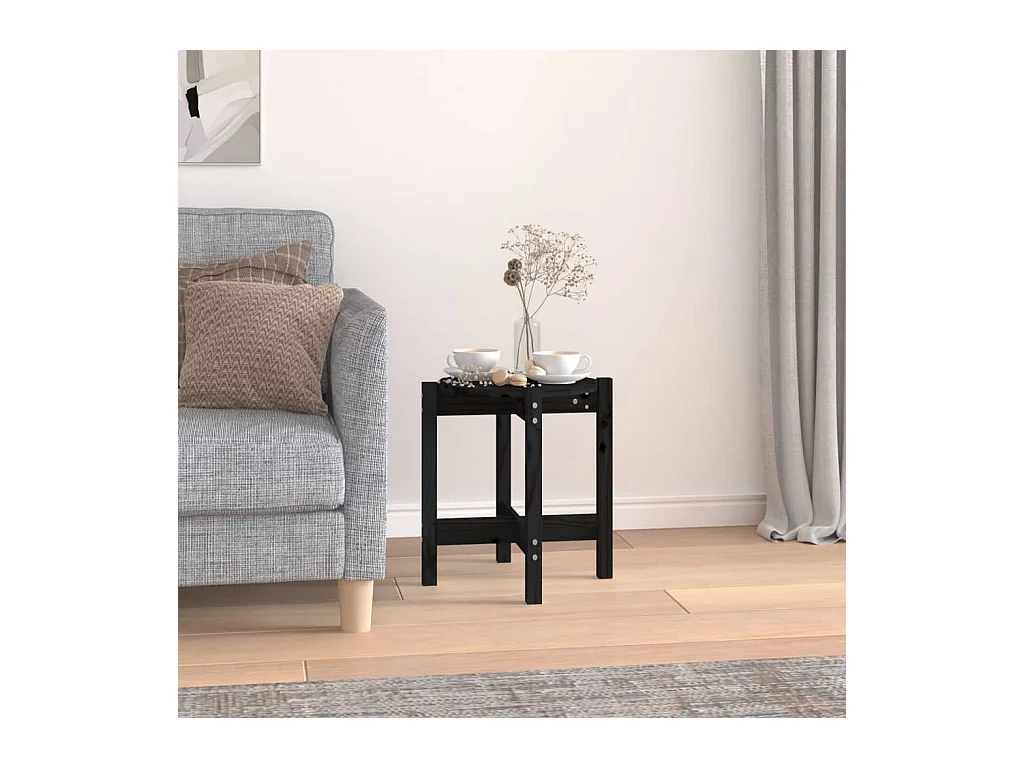Couchtisch Schwarz Ø 42,5x45 cm Massivholz Kiefer