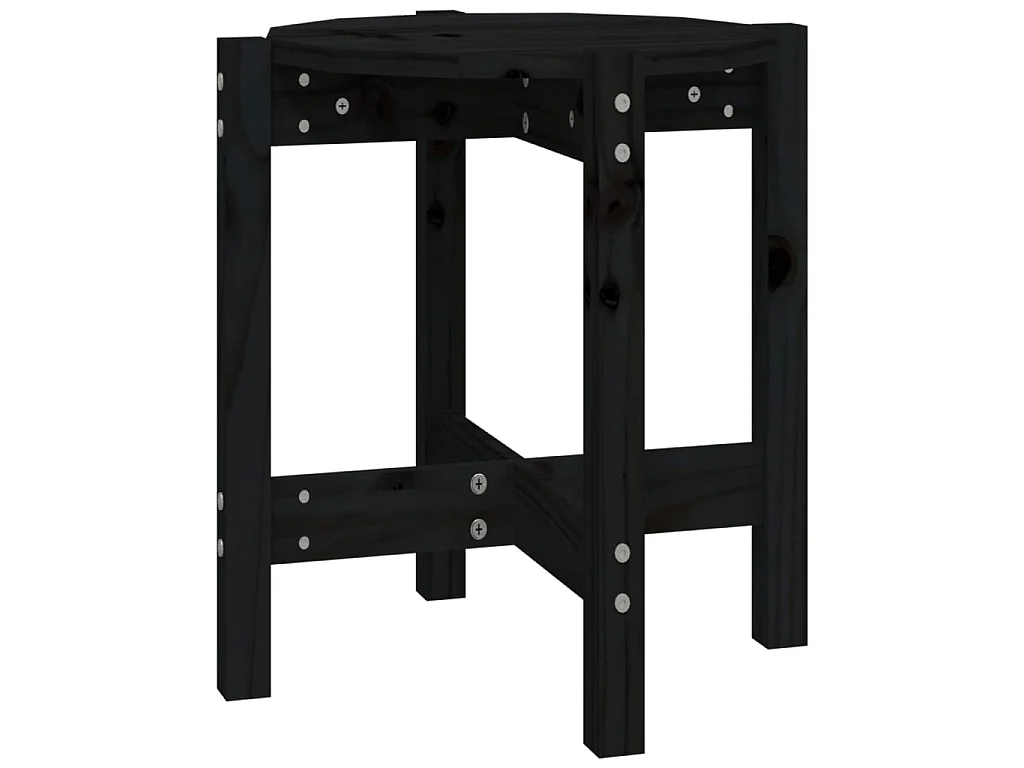 Table basse Noir Ø 42,5x45 cm Bois massif de pin