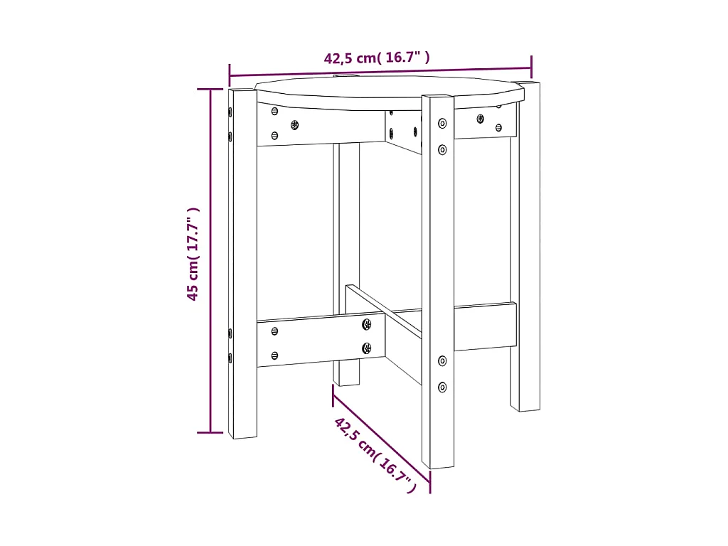 Table basse Noir Ø 42,5x45 cm Bois massif de pin