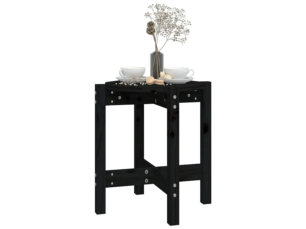 Table basse Noir Ø 42,5x45 cm Bois massif de pin