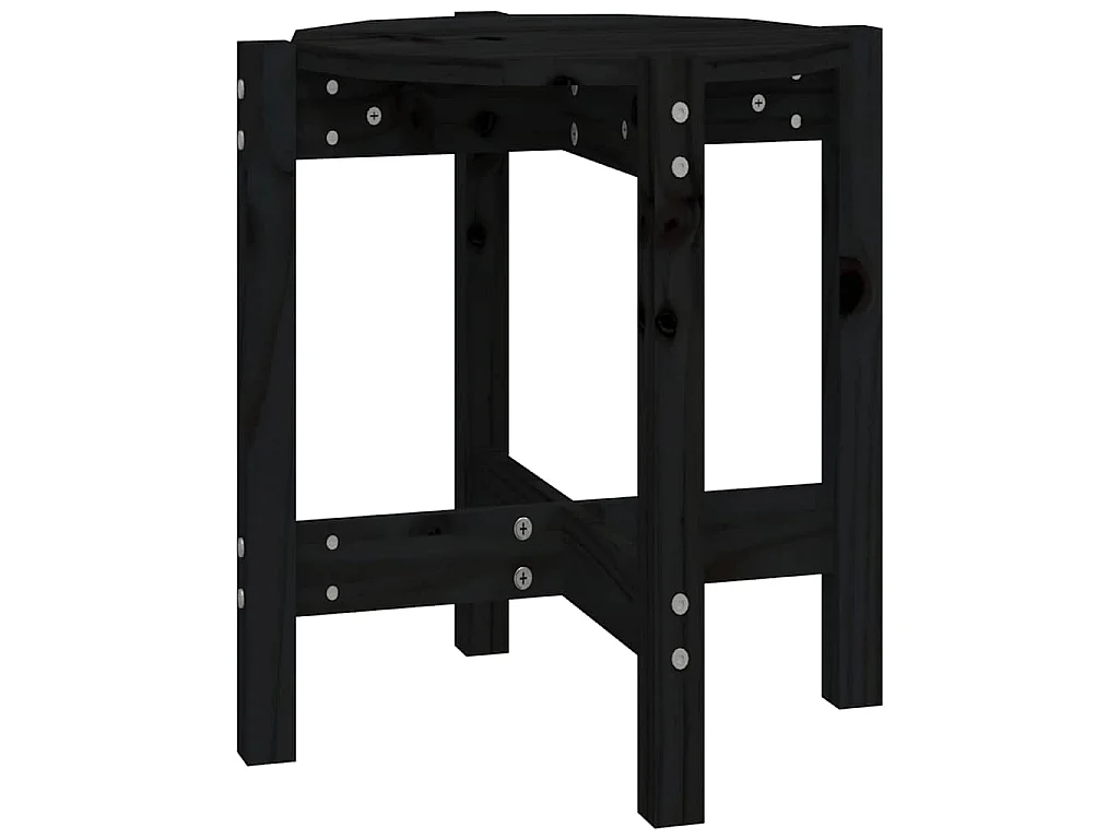 Tavolino da Salotto Nero Ø 42,5x45 cm in Legno Massello di Pino