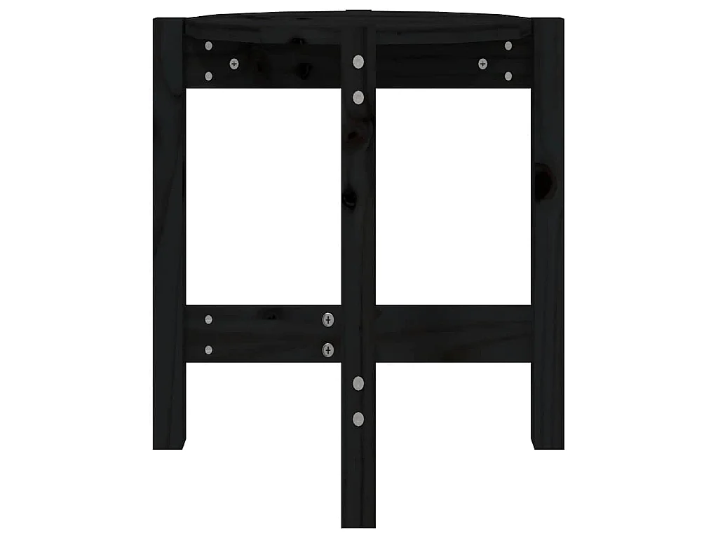 Tavolino da Salotto Nero Ø 42,5x45 cm in Legno Massello di Pino