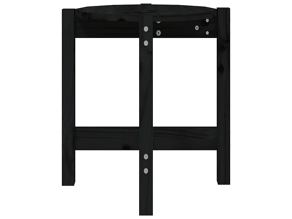 Tavolino da Salotto Nero Ø 42,5x45 cm in Legno Massello di Pino