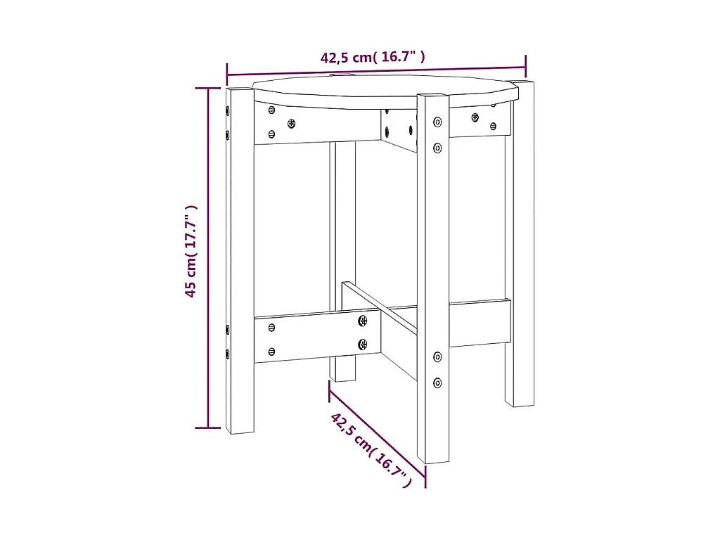 Tavolino da Salotto Nero Ø 42,5x45 cm in Legno Massello di Pino