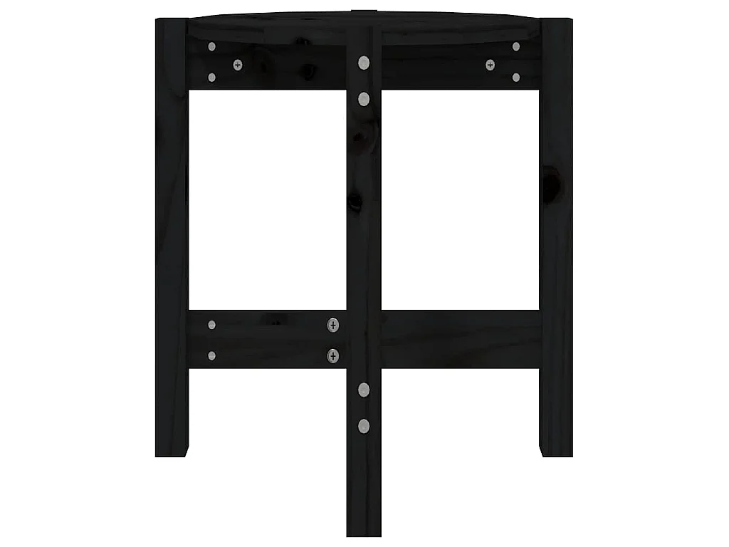 Tavolino da Salotto Nero Ø 42,5x45 cm in Legno Massello di Pino