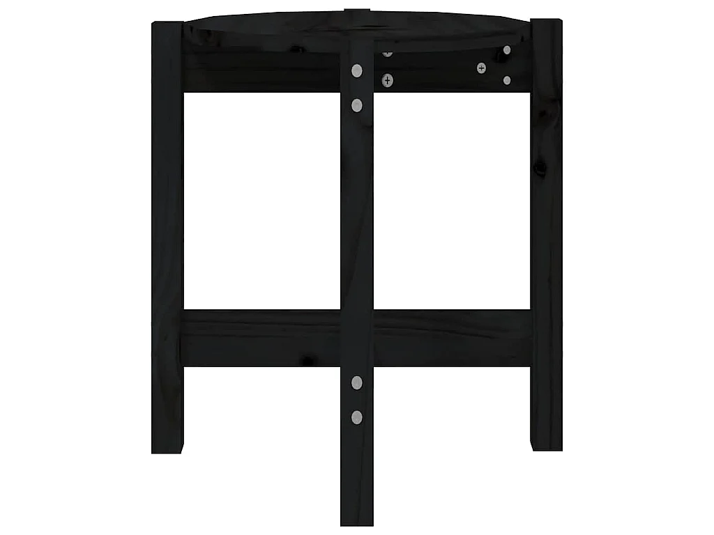 Tavolino da Salotto Nero Ø 42,5x45 cm in Legno Massello di Pino