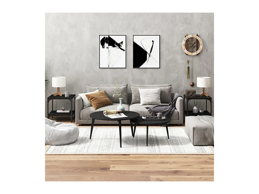 Bijzettafels 2 st 40x40x40 cm bewerkt hout zwart