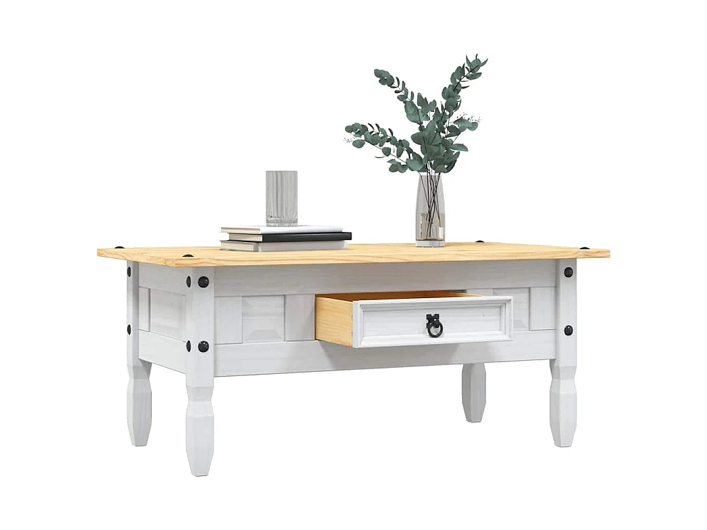 Salontafel 100x55x44 cm Mexicaans grenenhout Corona-stijl wit