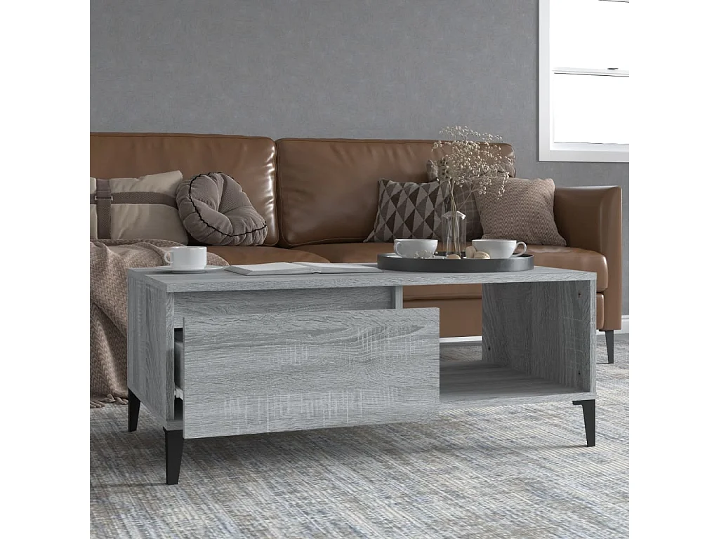 Mesa de centro 90x50x36,5 cm derivados madeira cinzento sonoma