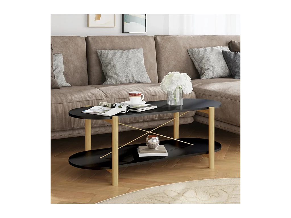 Table basse Noir 110x48x40 cm Bois d'ingénierie