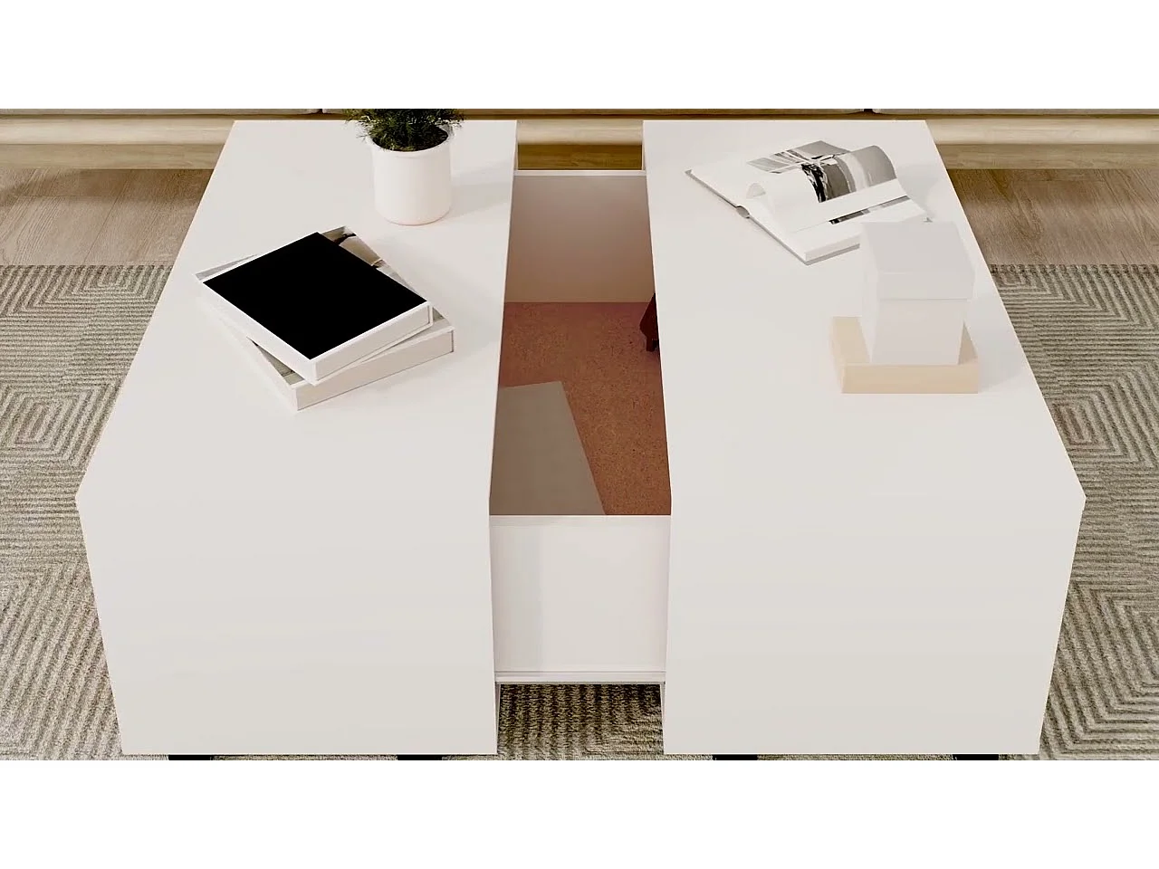 Table basse blanc 75x75x38 cm bois d'ingénierie