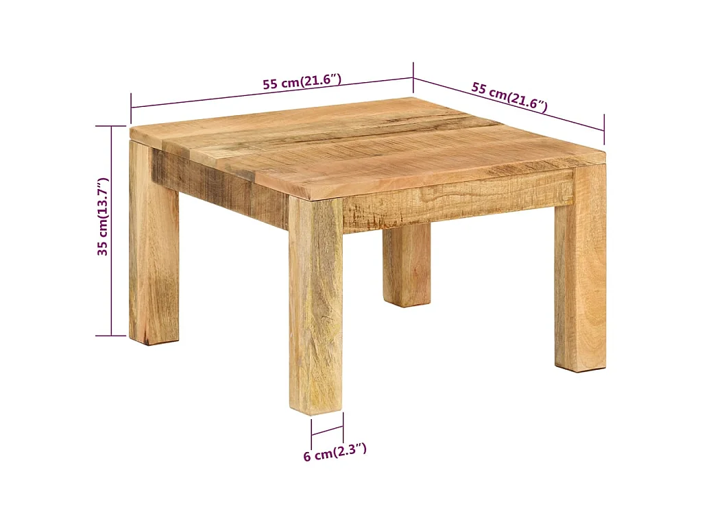 Table basse 55x55x35 cm Bois de manguier massif