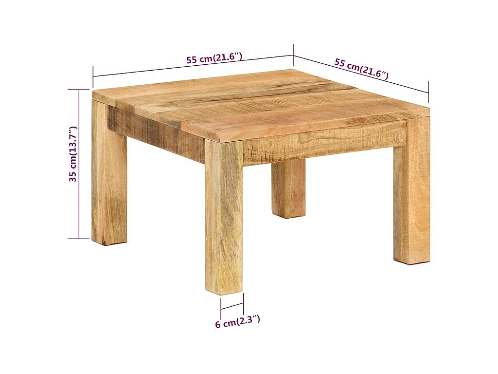 Table basse 55x55x35 cm Bois de manguier massif