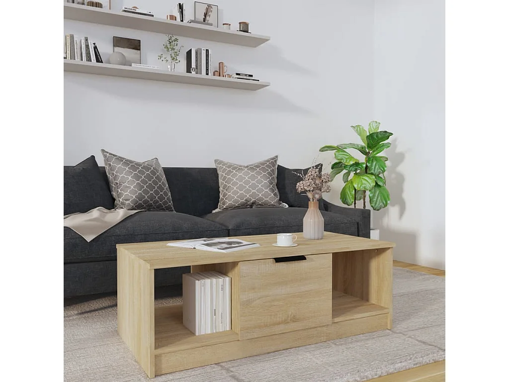 Table basse chêne sonoma 102x50x36 cm bois d'ingénierie