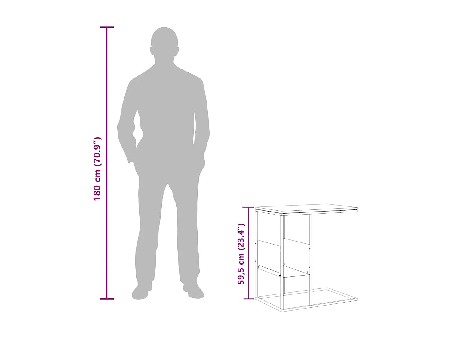 Bijzettafel 55x36x59,5 cm bewerkt hout zwart