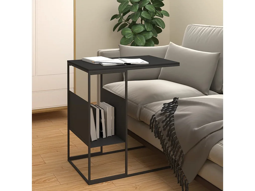 Tavolino Nero 55x36x59,5 cm Legno Multistrato