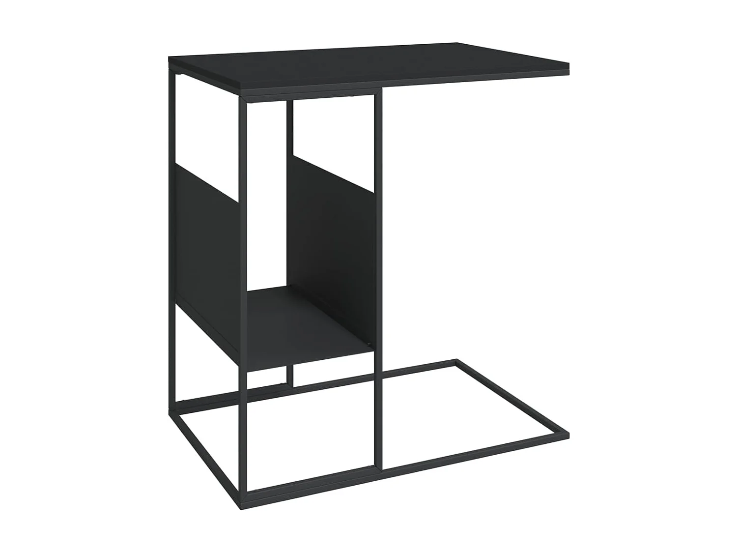 Tavolino Nero 55x36x59,5 cm Legno Multistrato