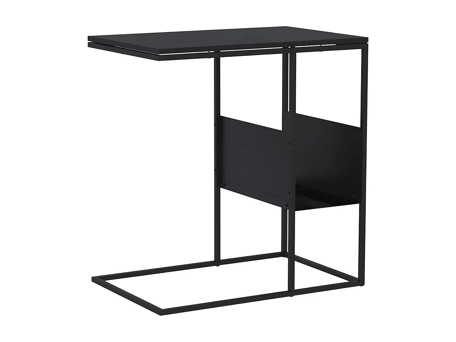 Tavolino Nero 55x36x59,5 cm Legno Multistrato
