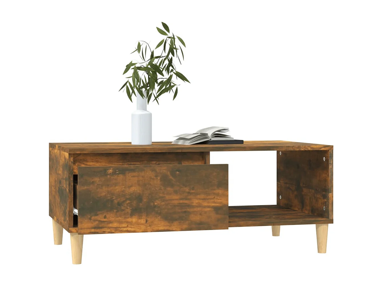 Salontafel 90x50x36,5 cm bewerkt hout gerookt eikenkleurig