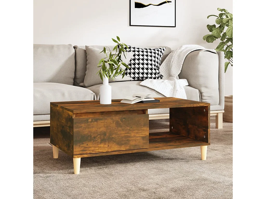Table basse Chêne fumé 90x50x36,5 cm Bois d'ingénierie