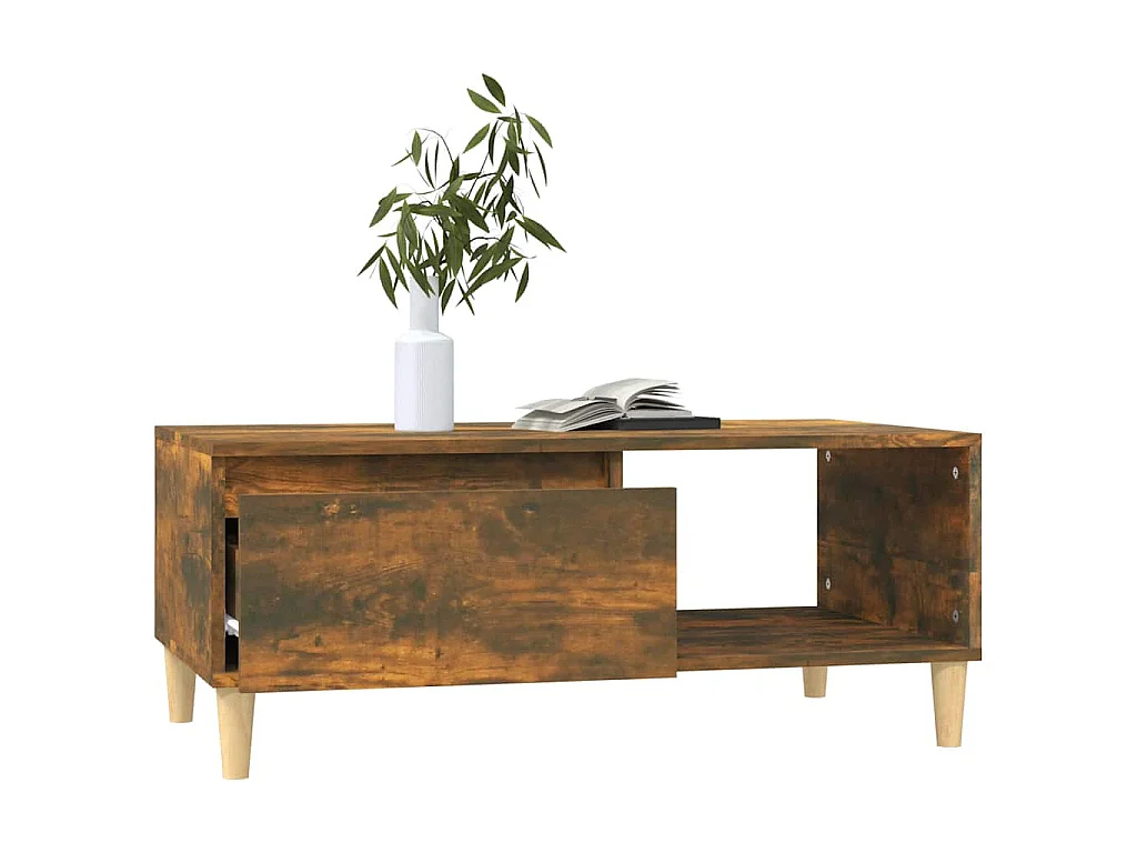 Table basse Chêne fumé 90x50x36,5 cm Bois d'ingénierie