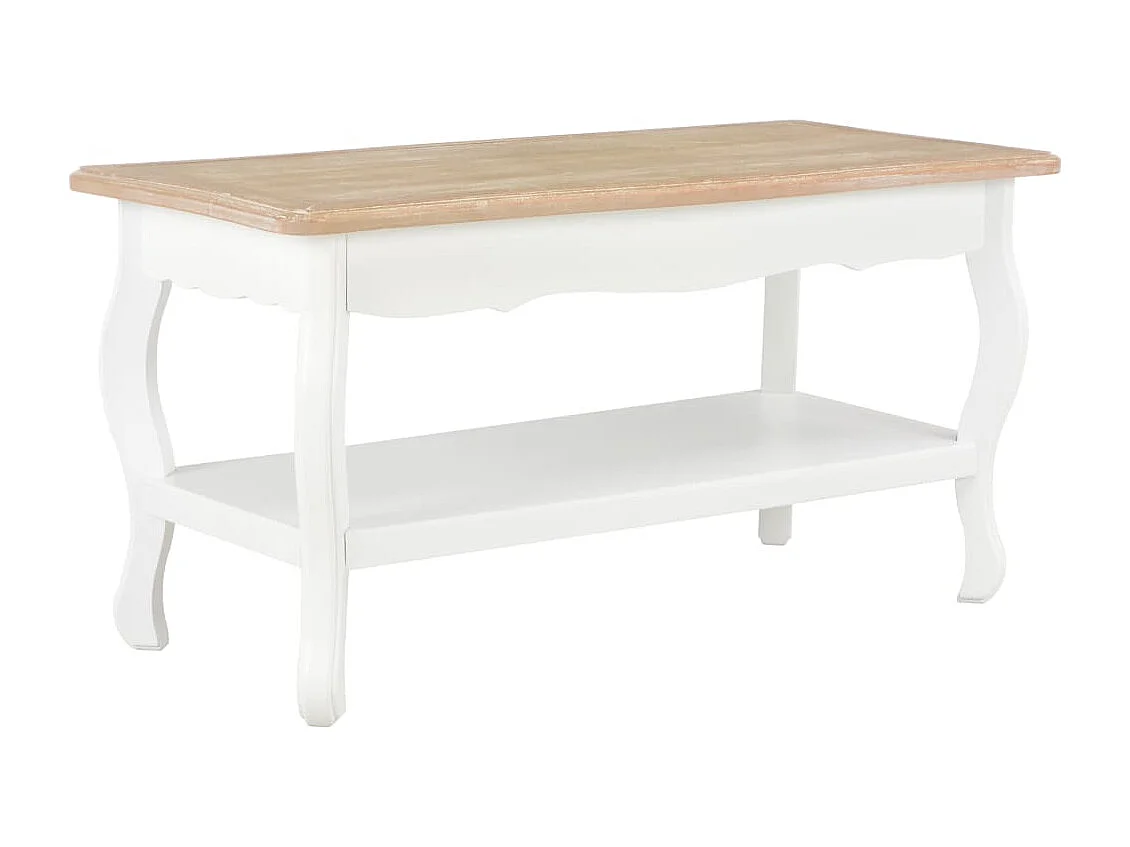 Table basse Blanc et marron 87,5x42x44 cm Bois de pin massif