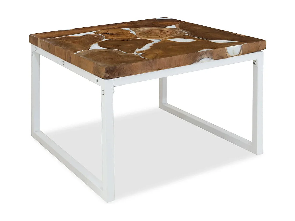 Salontafel 60x60x40 cm teakhout en hars
