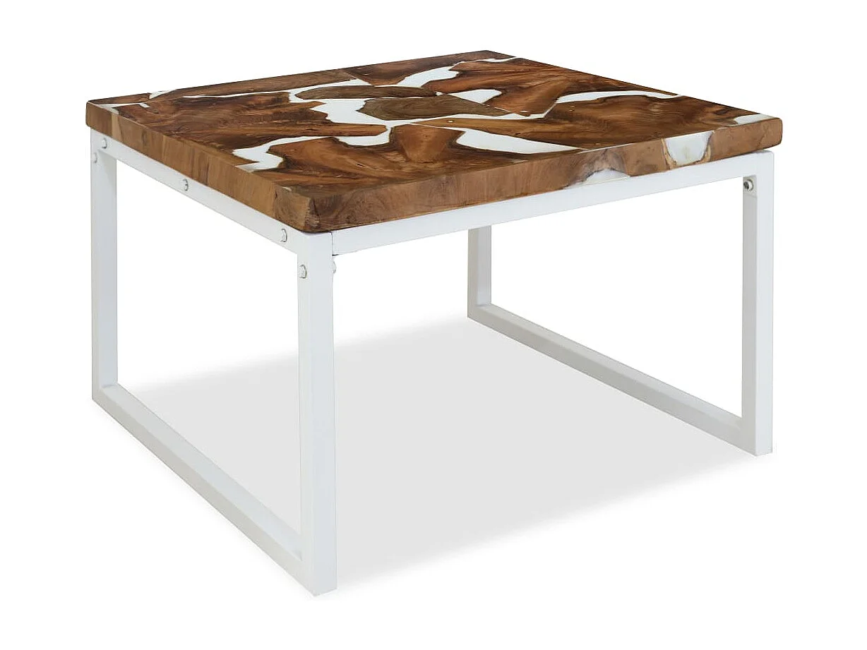 Salontafel 60x60x40 cm teakhout en hars