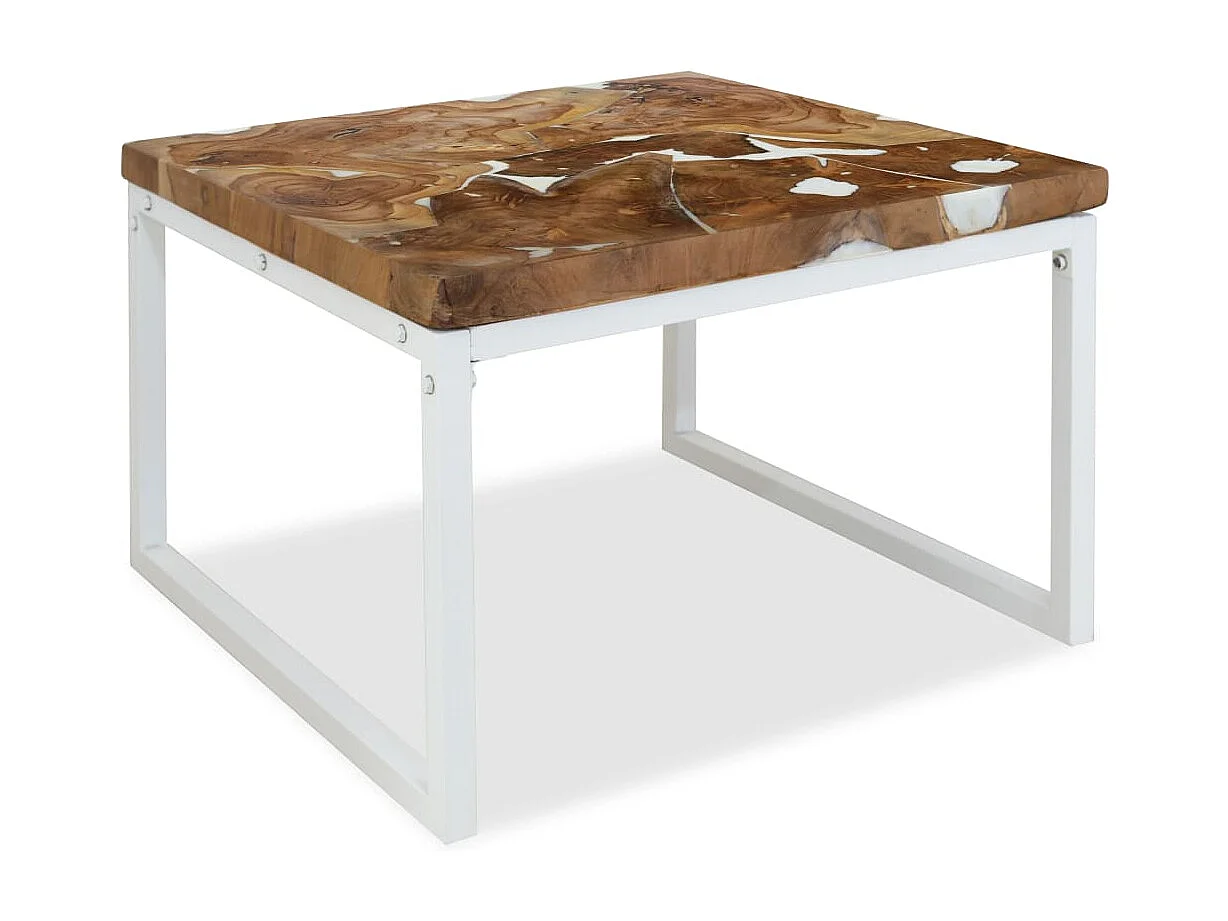 Salontafel 60x60x40 cm teakhout en hars