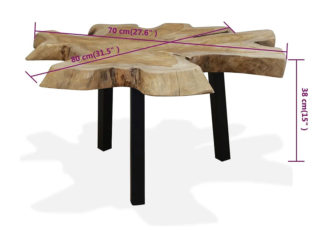 Couchtisch Massivholz Teak 80x70x38 cm