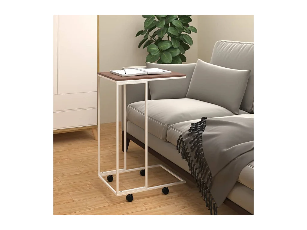 Table d'appoint avec roues Blanc 40x30x63,5cm Bois d'ingénierie