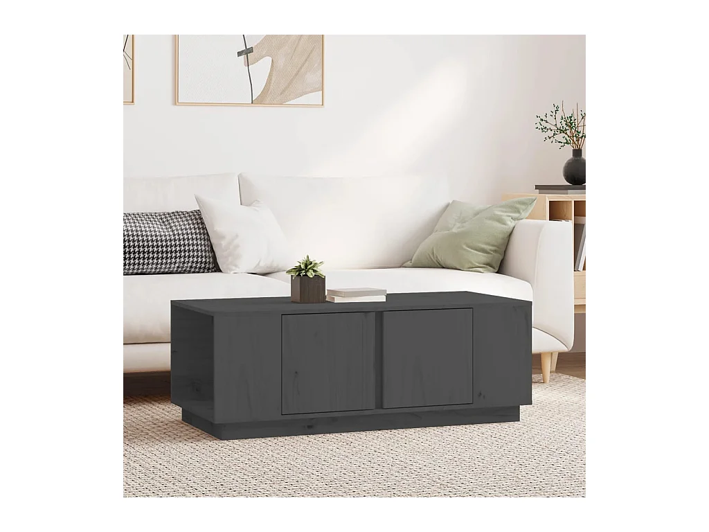 Table basse Gris 110x50x40 cm Bois massif de pin